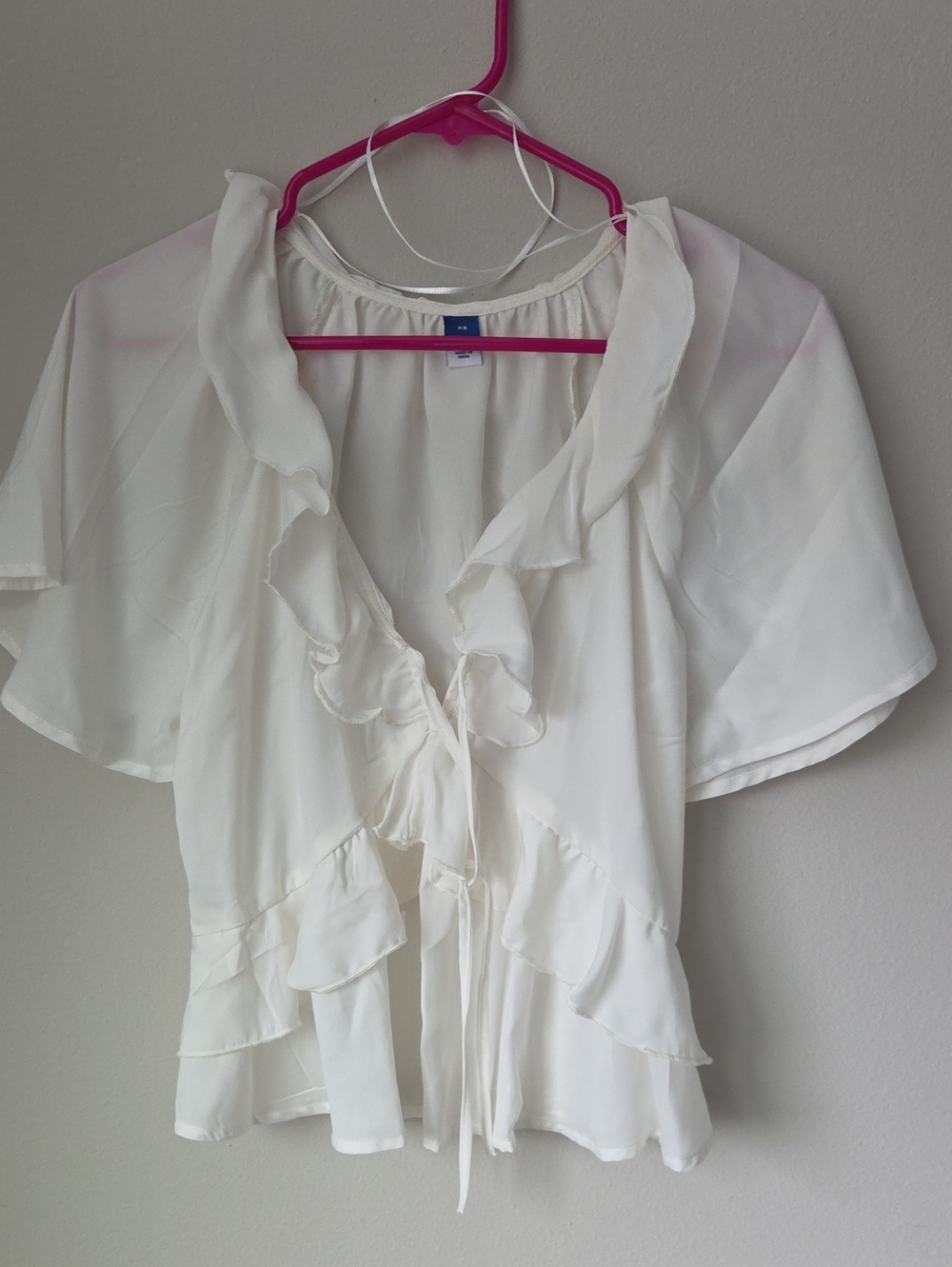 Old Navy White Ruffle Tie-Front Blouse